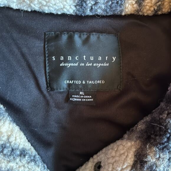 Sanctuary Black & Tan Plaid Sherpa Shacket Size XL - Picture 8 of 9